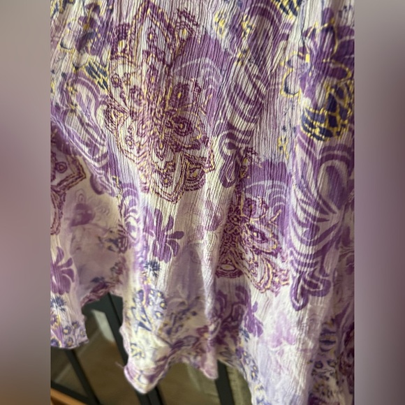 Y2K Vintage Silk midi skirt boho fairycore Reba elastic waist paisley lavender - Picture 9 of 12